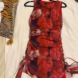 White fox mesh mini dress